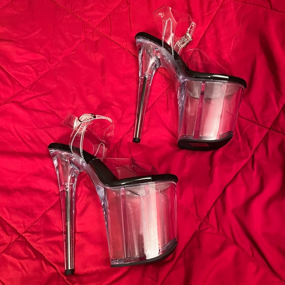Clear Platform Stiletto Heels with Black Insole by Pleaser - Picture 11 of 13